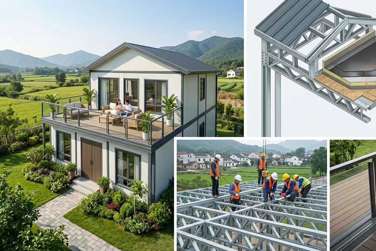帶露臺的輕鋼別墅：2026回鄉建房新標桿，盡享高端田園生活(圖1)